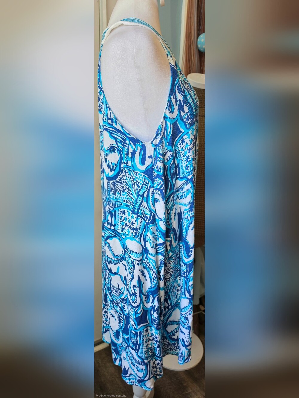 Lilly Pulitzer Achelle Swing Dress Women's Blue White Keep on Trunkin Elephant P - Picture 5 of 12